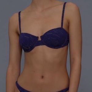 NWT Onia Navy Palm Jacquard Bikini Top